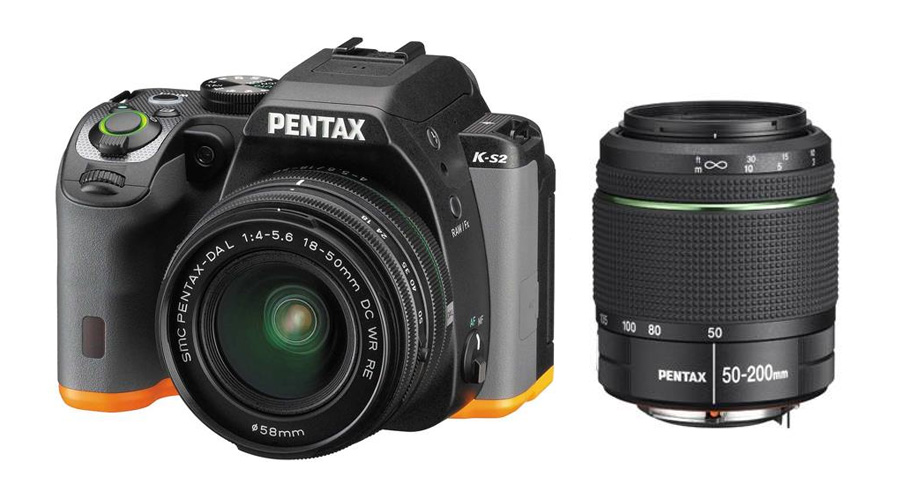 Pentax K-S2 + 18-50mm + 50-200 WR czarno-pomarańczowy